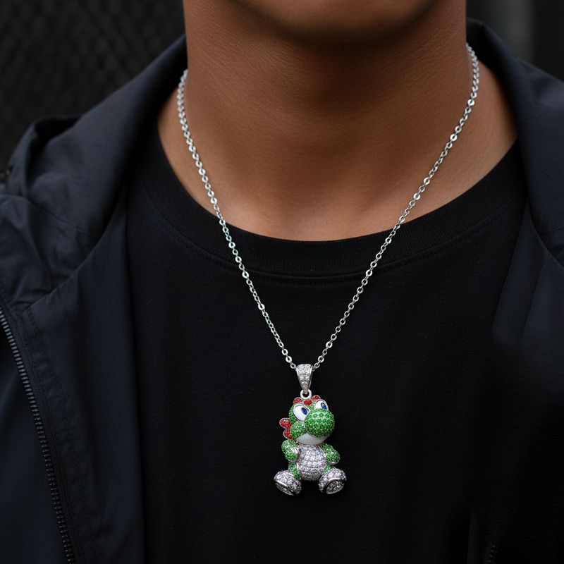 Micro Pave Lovely Dinosaur Pendant