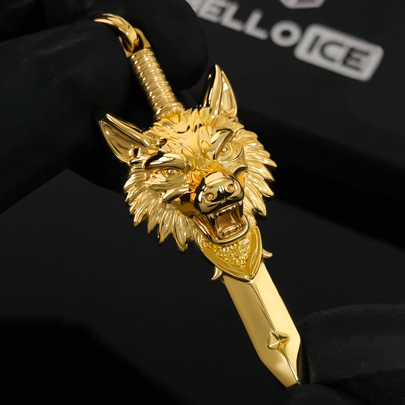 Wolf Head with Sword Pendant