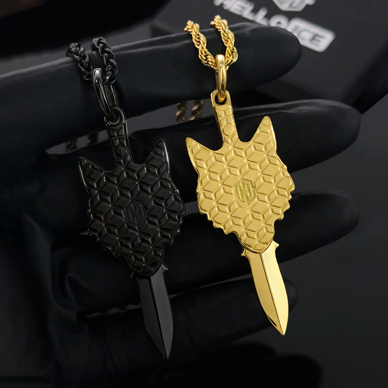 Wolf Head with Sword Pendant