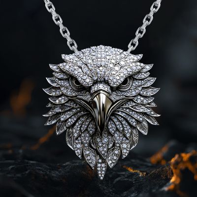 Micro Paved Eagle Head Pendant