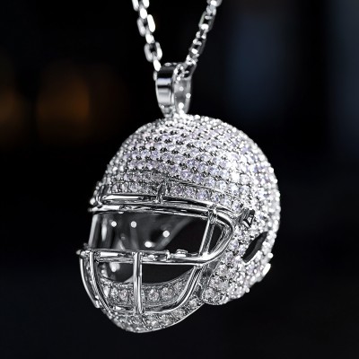 3D Diamond American Football Helmet Pendant