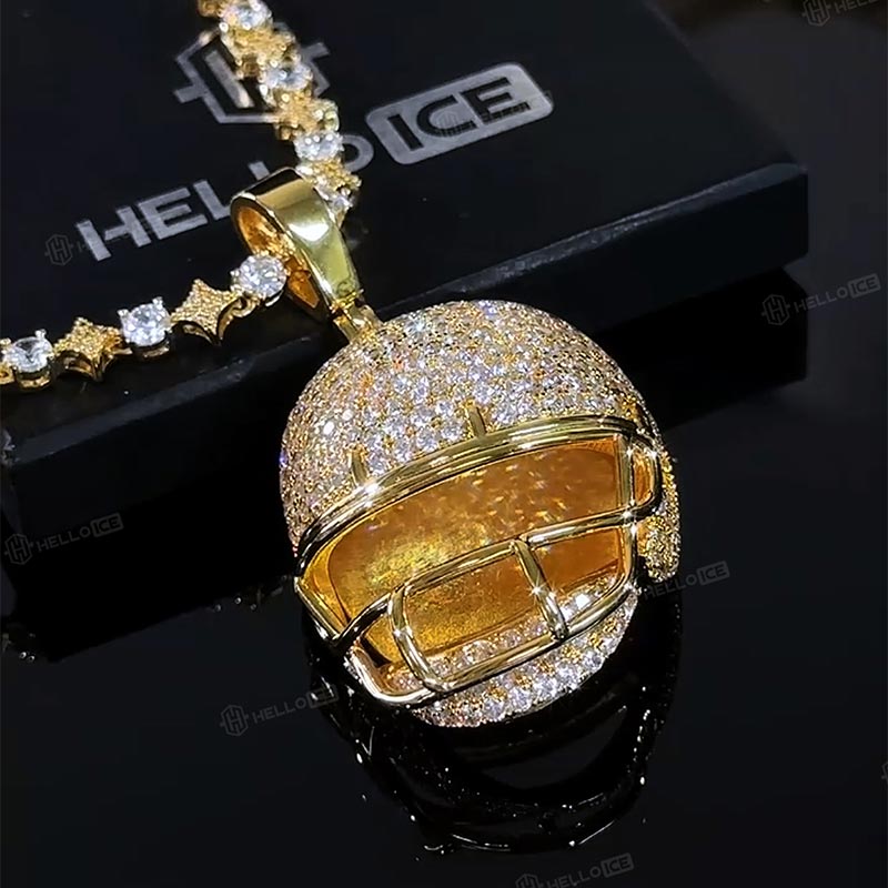 3D Diamond American Football Helmet Pendant