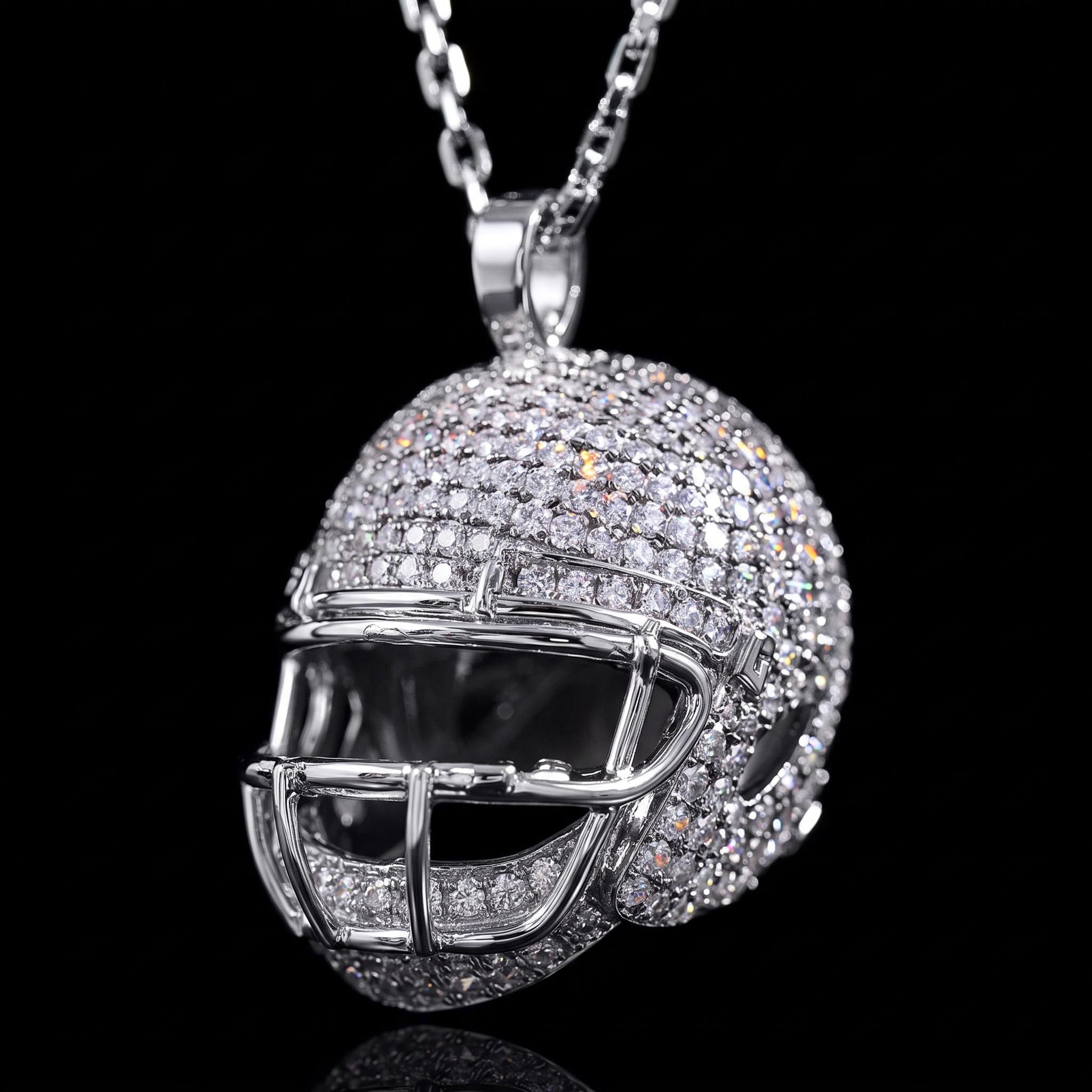 3D Diamond American Football Helmet Pendant