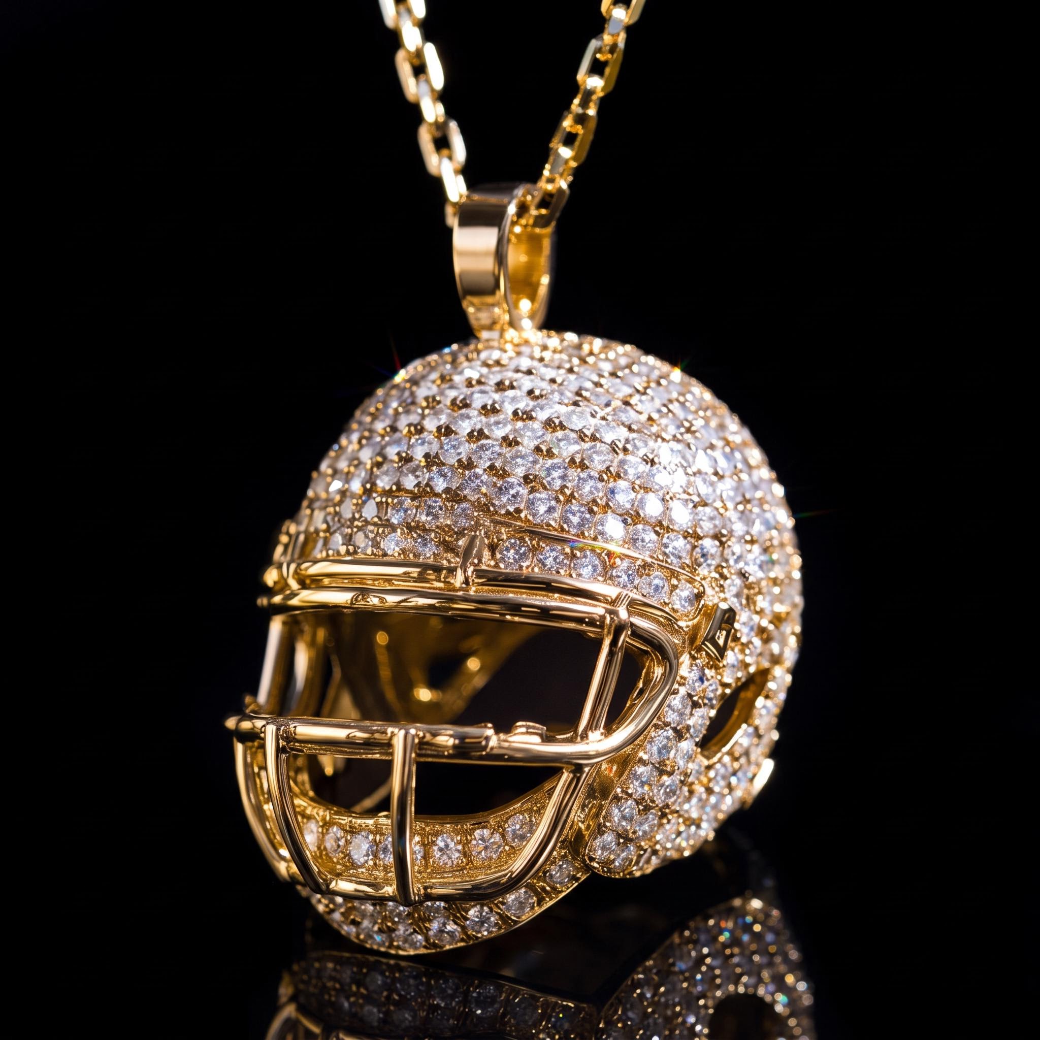 3D Diamond American Football Helmet Pendant