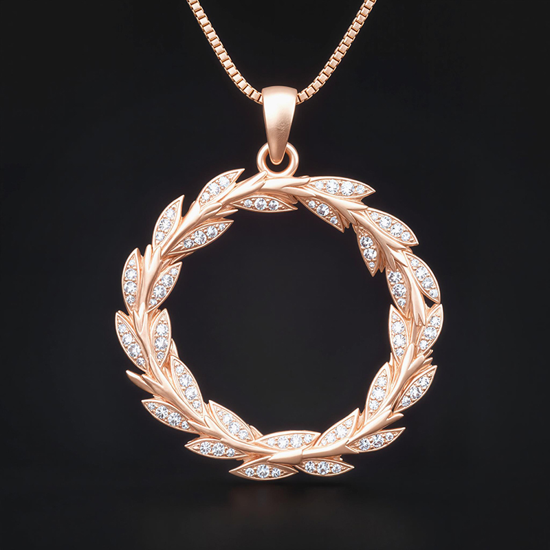 Iced Symbol of Triumph Laurel Wreath Pendant Iced Symbol of Triumph Laurel Wreath Pendant