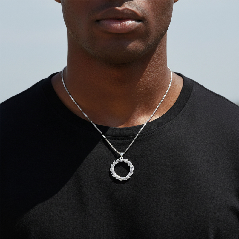 Iced Symbol of Triumph Laurel Wreath Pendant Iced Symbol of Triumph Laurel Wreath Pendant