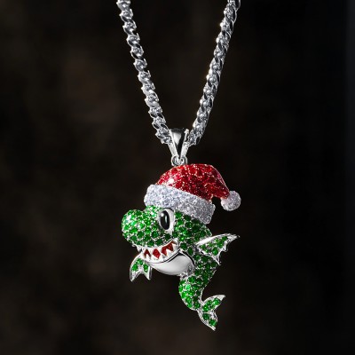 Christmas Hat Baby Shark Pendant