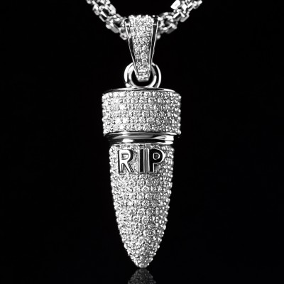 Iced Bullet RIP Pendant