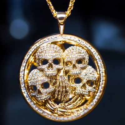 Iced Hell Death Skull Pendant