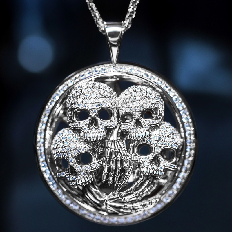 Iced Hell Death Skull Pendant