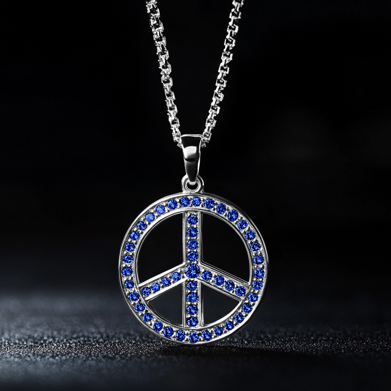 Iced Peace Sign Pendant