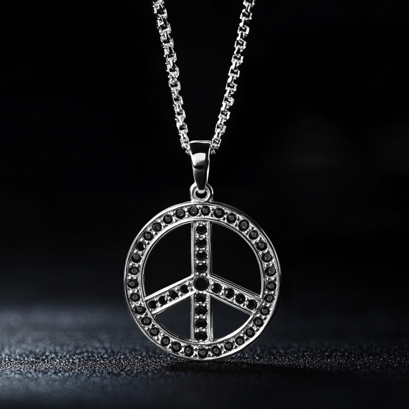 Iced Peace Sign Pendant