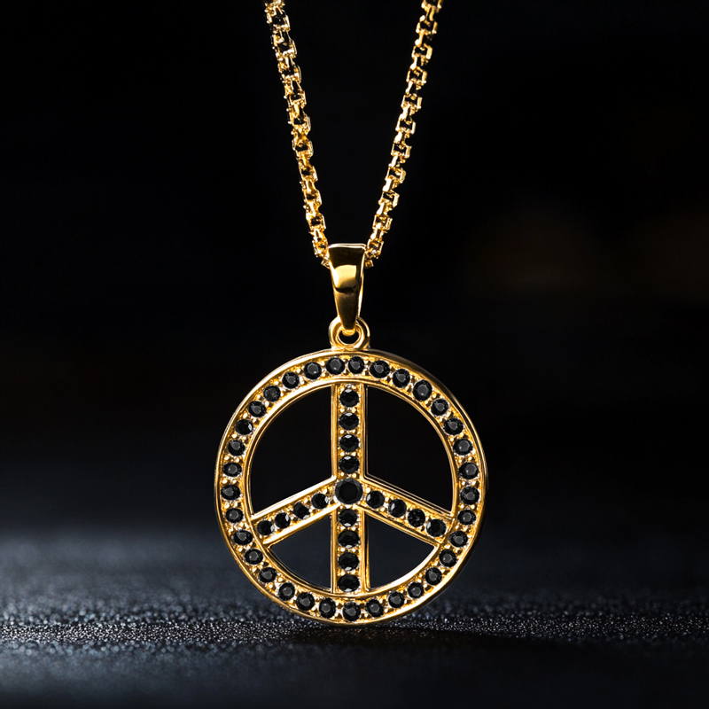 Iced Peace Sign Pendant