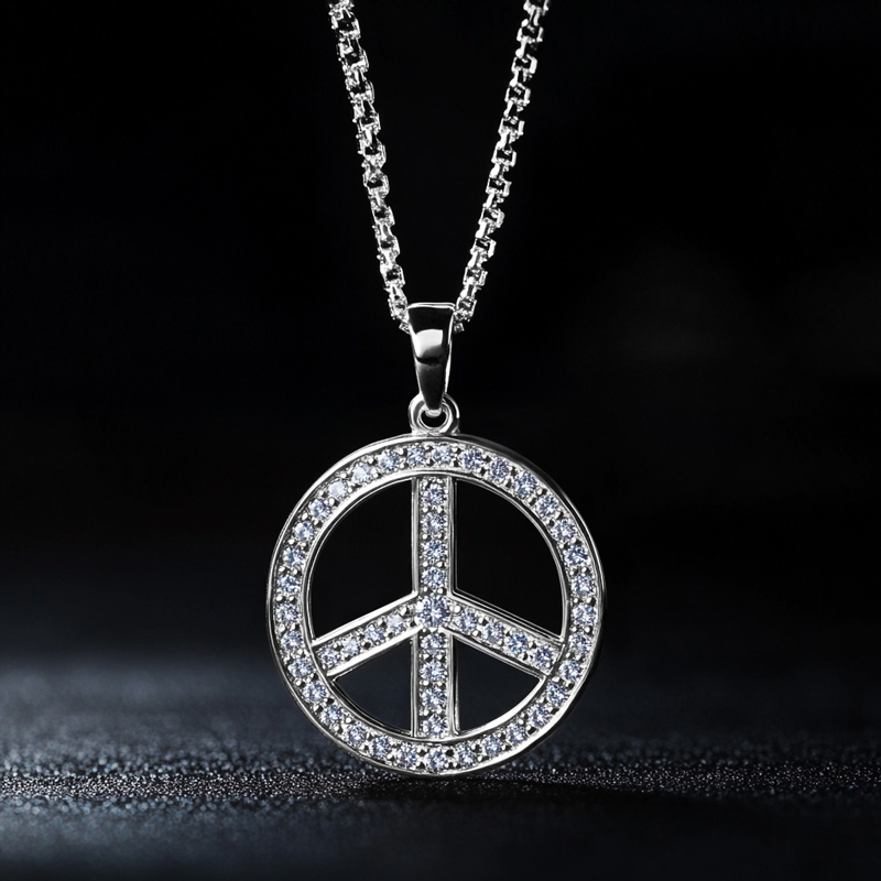 Iced Peace Sign Pendant