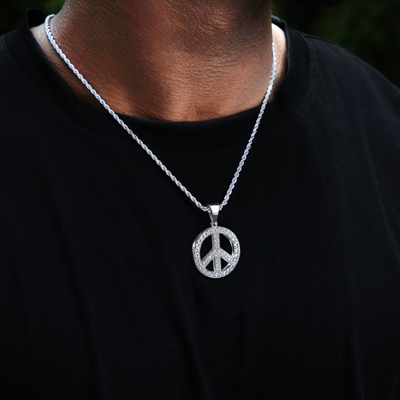 Iced Peace Sign Pendant