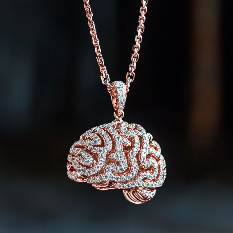 Micro Pave Brain Pendant