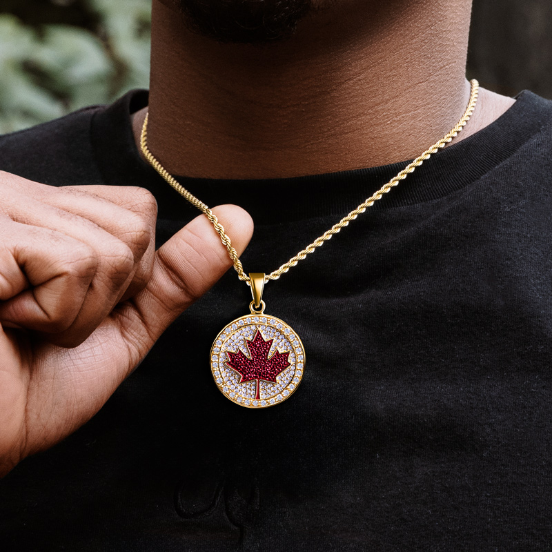 Iced Round Country Flag Pendant