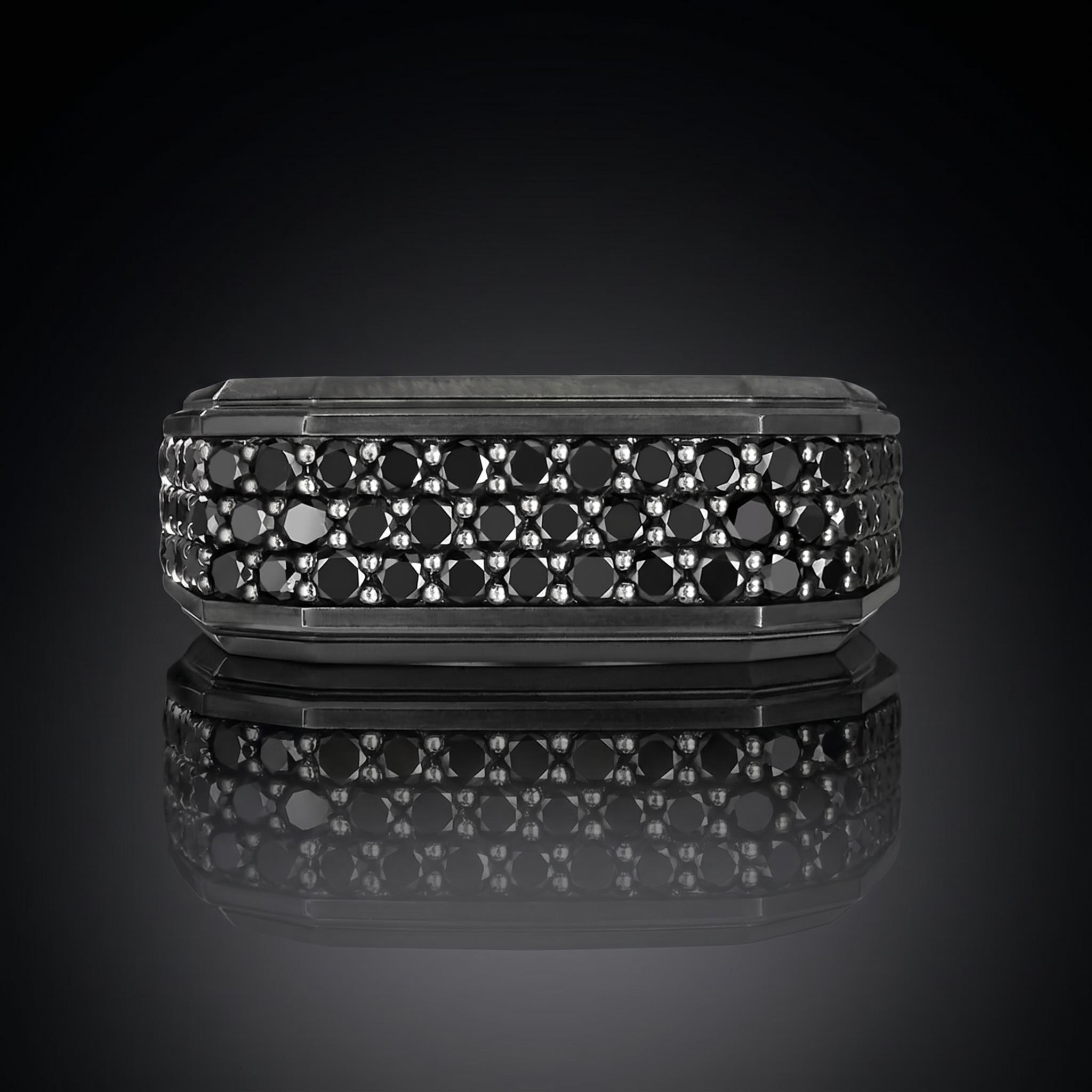 3.3 CTW Black Diamond Men's Square Band Ring