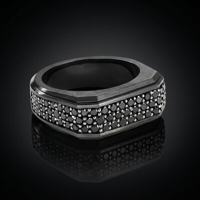 3.3 CTW Black Diamond Men's Square Band Ring