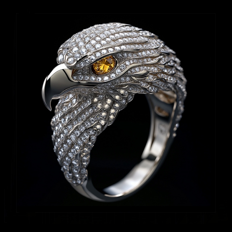 Micro Paved Eagle Head Ring