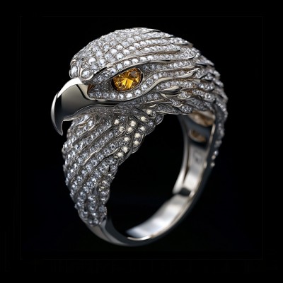 Micro Paved Eagle Head Ring