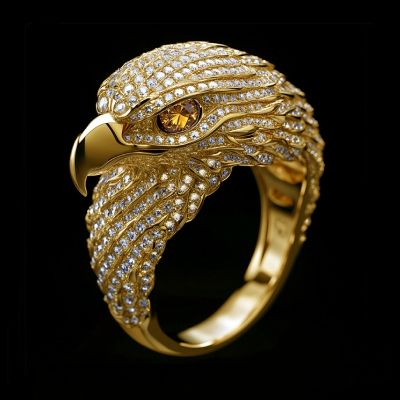 Micro Paved Eagle Head Ring