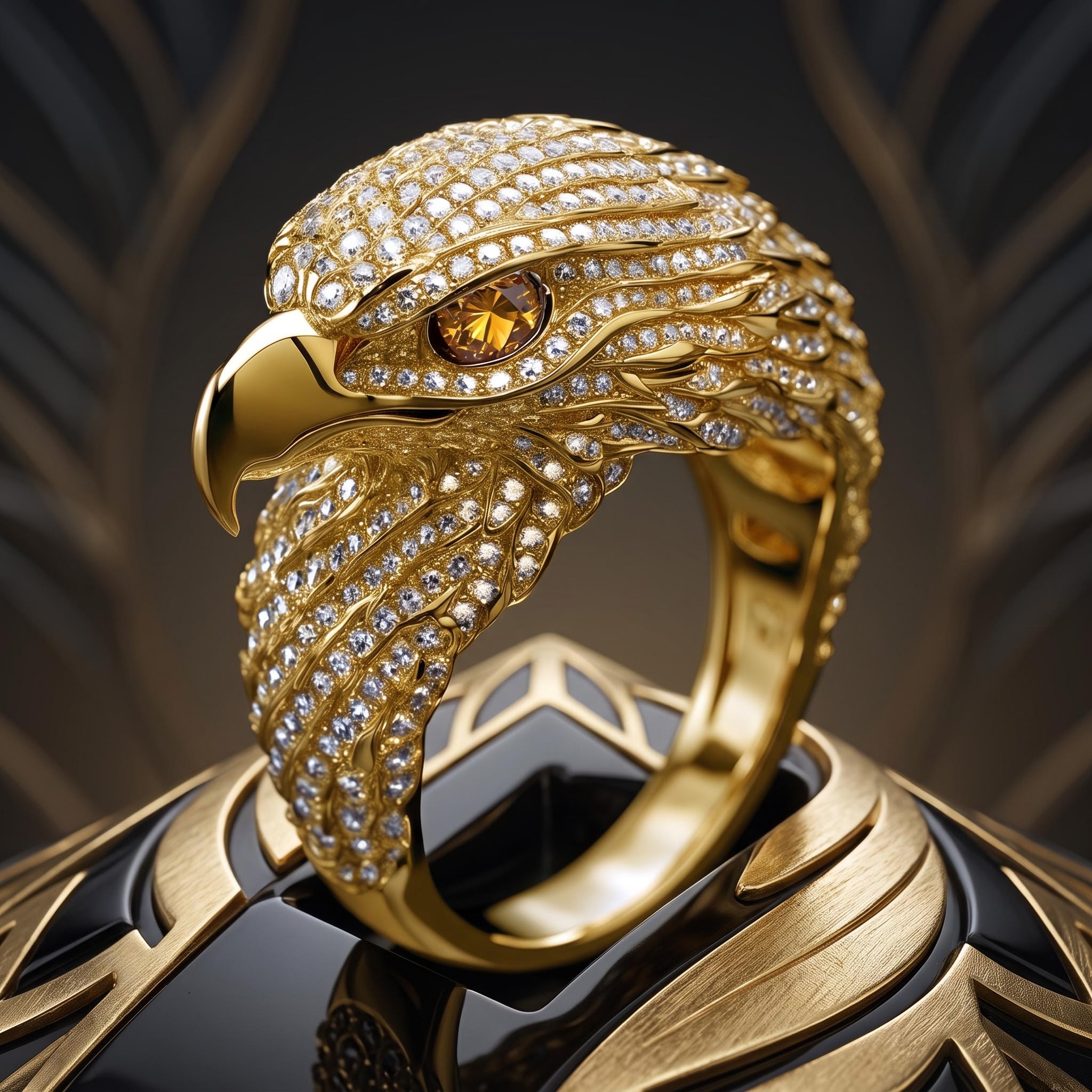 Micro Paved Eagle Head Ring