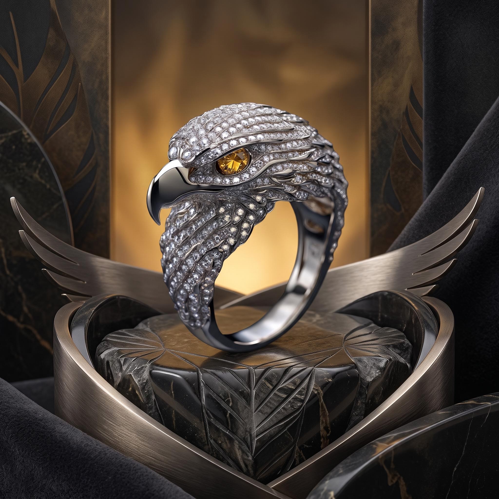 Micro Paved Eagle Head Ring