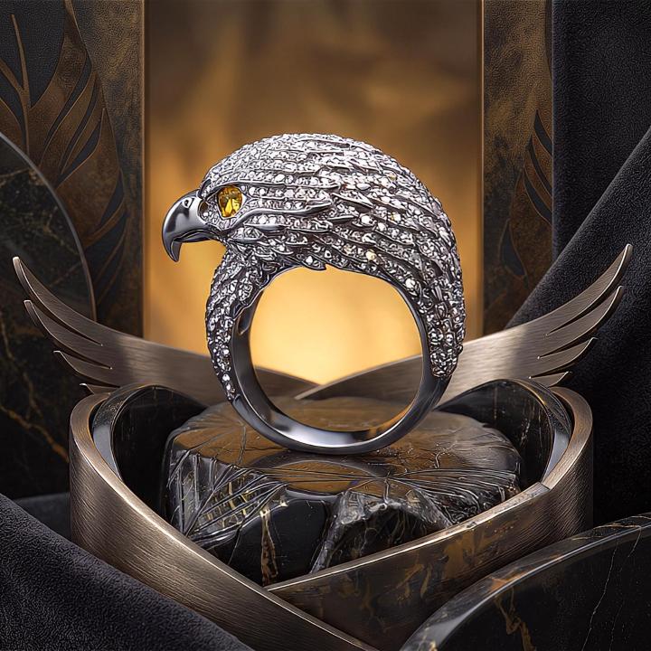 Micro Paved Eagle Head Ring