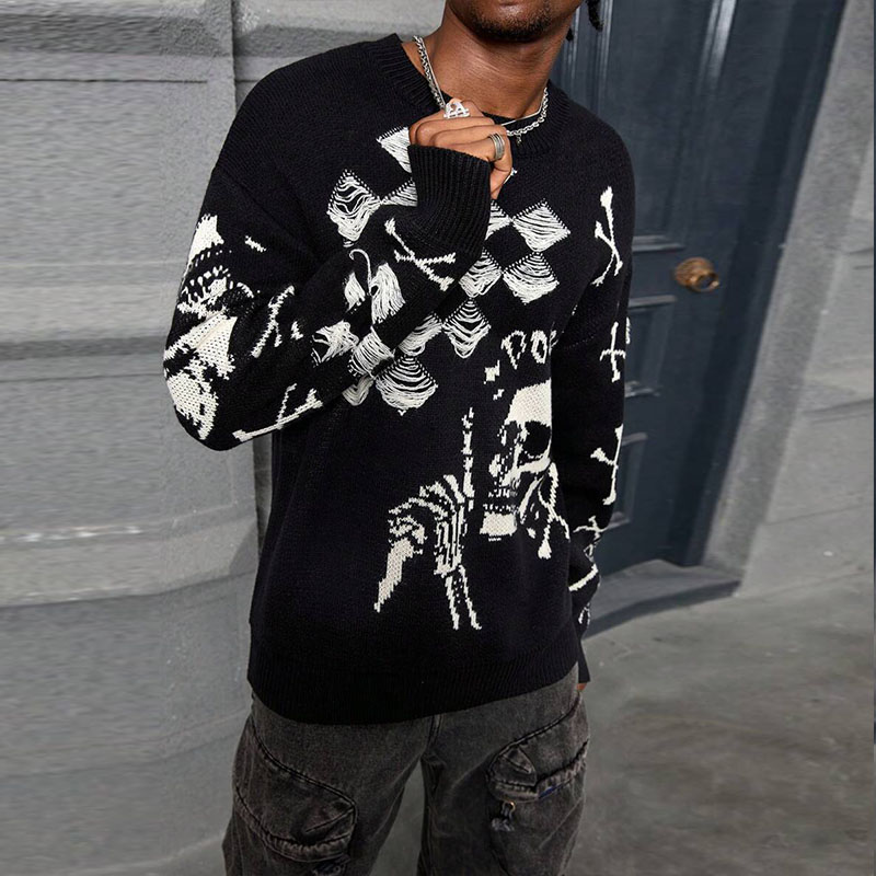 Y2K Hip Hop Gothic Skull Sweater