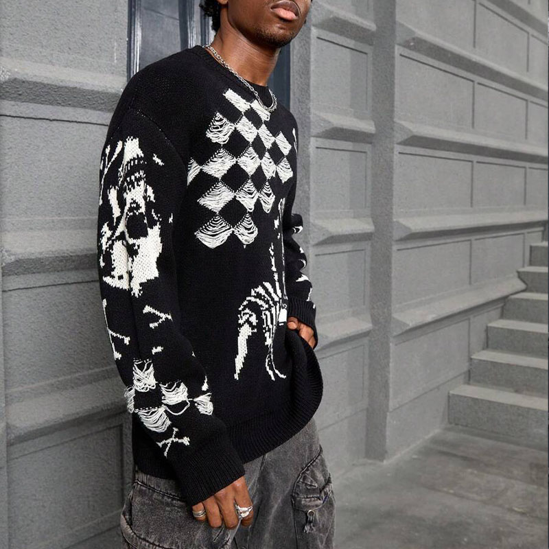 Y2K Hip Hop Gothic Skull Sweater