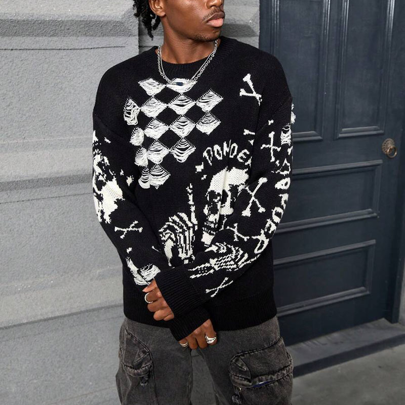 Y2K Hip Hop Gothic Skull Sweater