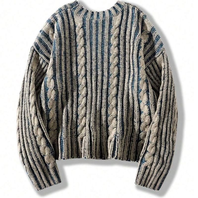 Vintage Mixed Color Striped Knit Sweater