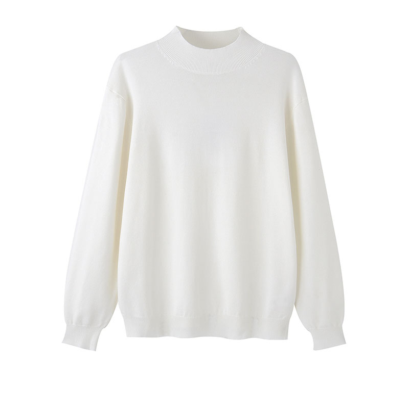 Solid Color Half High Neck Bottom Sweater