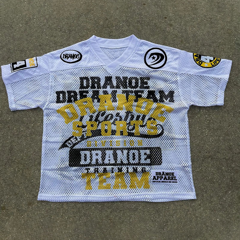 Vintage Letter Graffiti Mesh Jersey