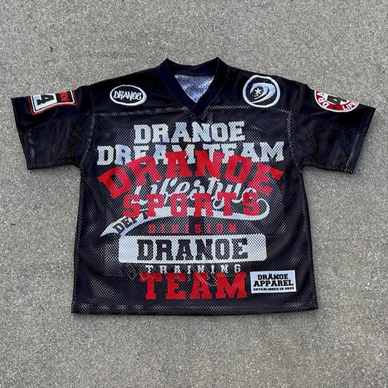 Vintage Letter Graffiti Mesh Jersey