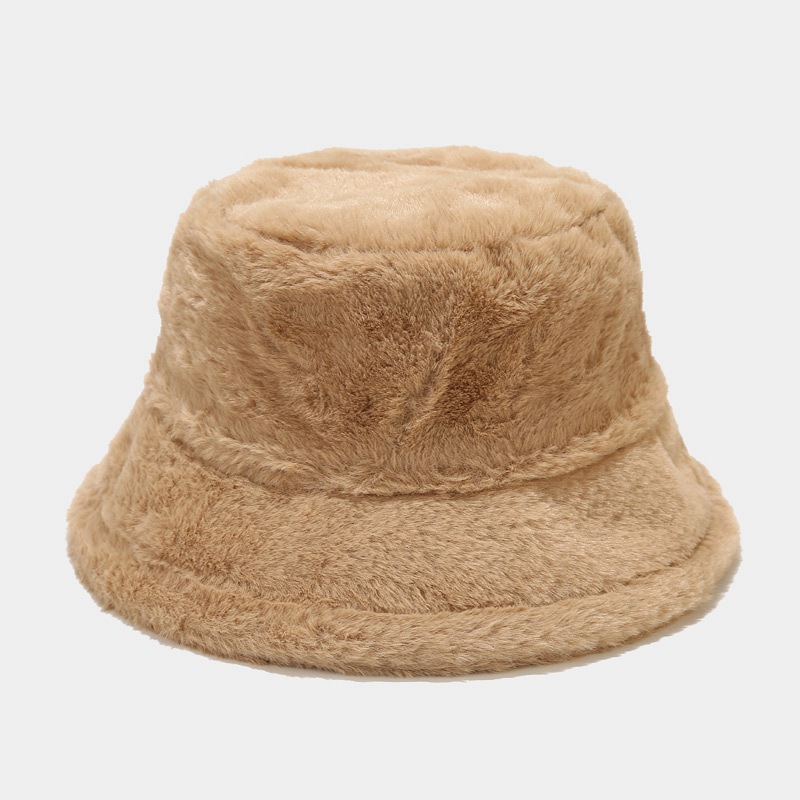 Solid Ccolor Faux Rabbit Fur Bucket Hat