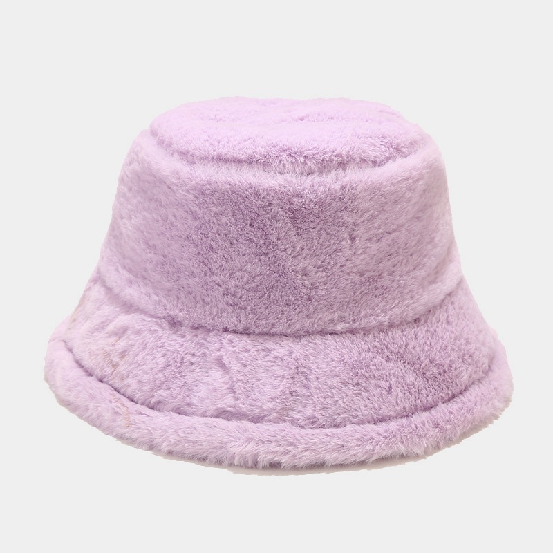 Solid Ccolor Faux Rabbit Fur Bucket Hat