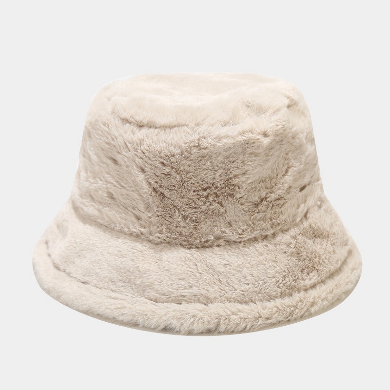 Solid Ccolor Faux Rabbit Fur Bucket Hat