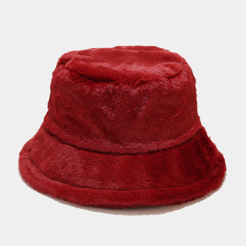 Solid Ccolor Faux Rabbit Fur Bucket Hat