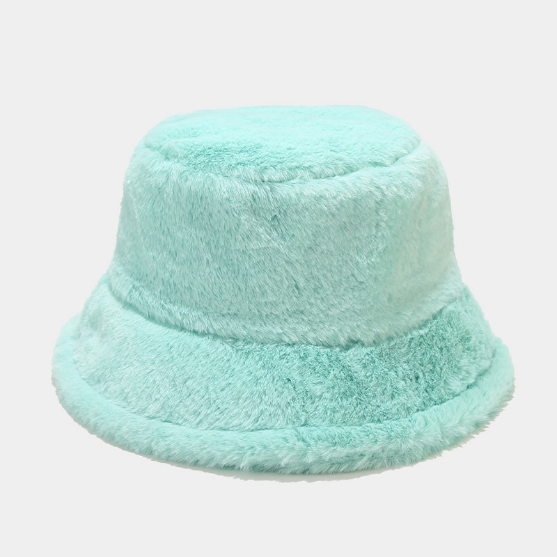 Solid Ccolor Faux Rabbit Fur Bucket Hat