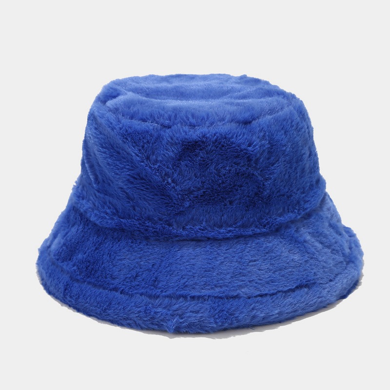 Solid Ccolor Faux Rabbit Fur Bucket Hat