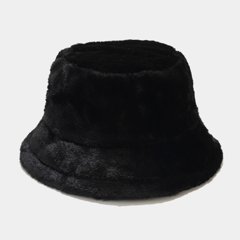 Solid Ccolor Faux Rabbit Fur Bucket Hat