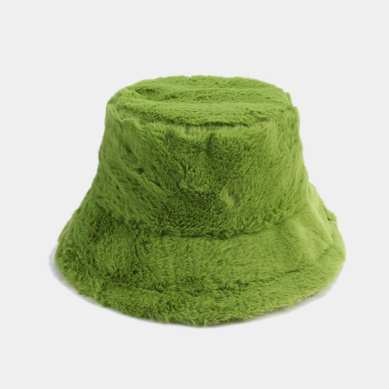 Solid Ccolor Faux Rabbit Fur Bucket Hat