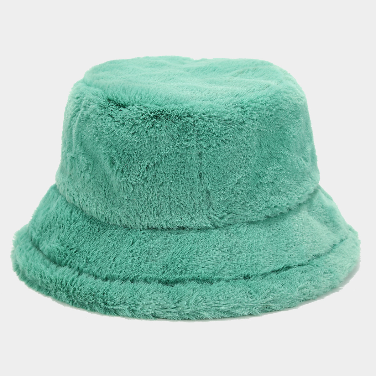 Solid Ccolor Faux Rabbit Fur Bucket Hat