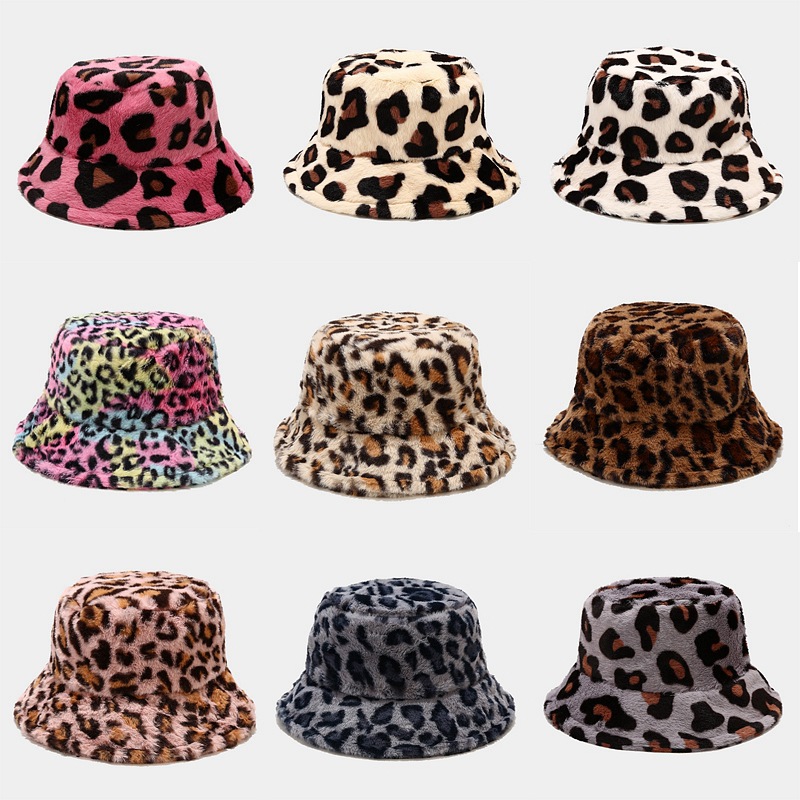 Leopard Print Plush Bucket Hat