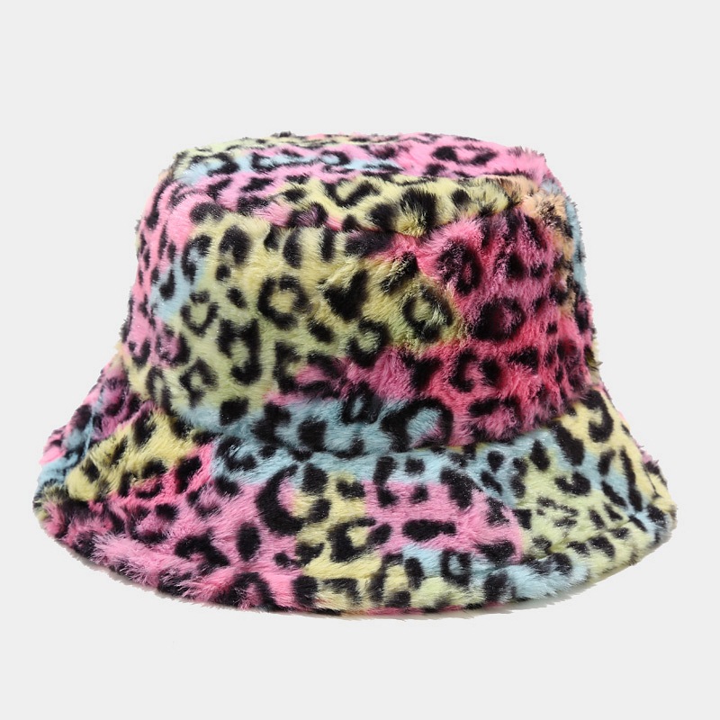 Leopard Print Plush Bucket Hat