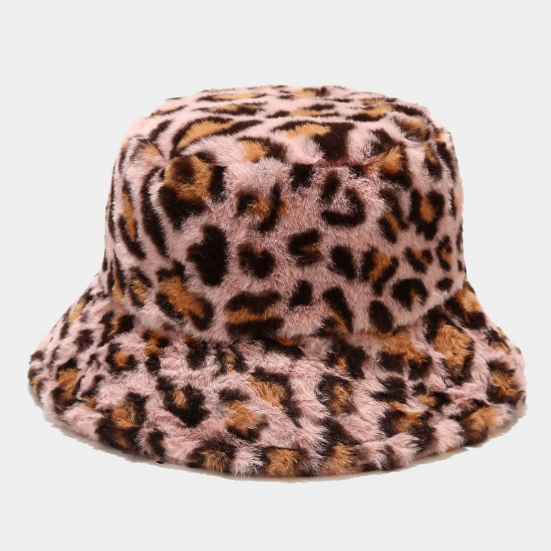 Leopard Print Plush Bucket Hat