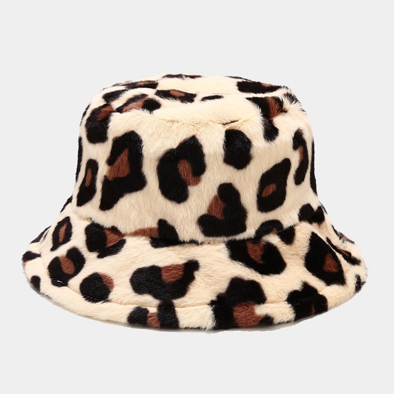 Leopard Print Plush Bucket Hat