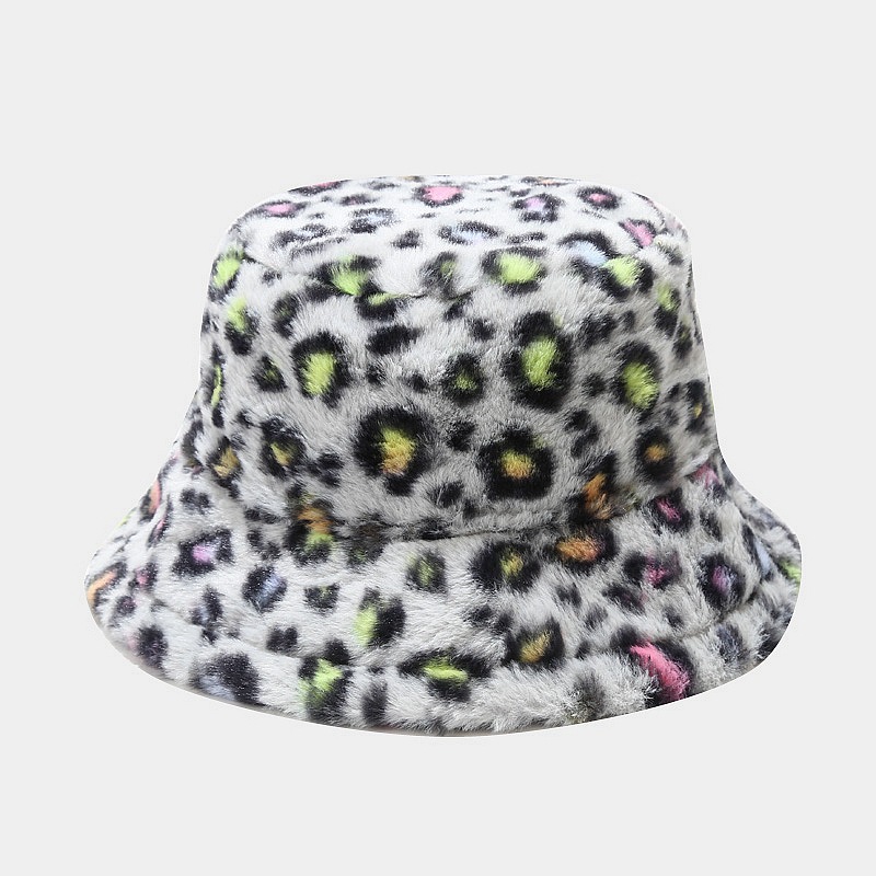 Leopard Print Plush Bucket Hat